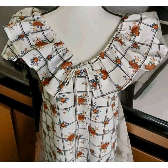 Zara Dress Size S Floral Ruffle Off The Shoulder Front Tie - Picture 3 of 9